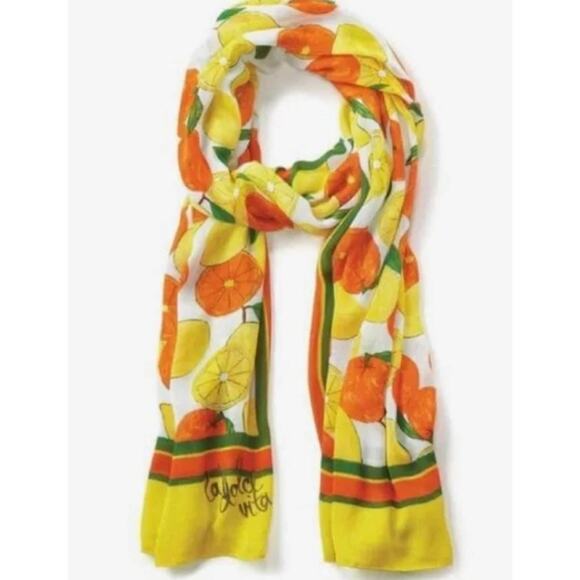 RARE Cabi Limited Edition La Dolce Vida Scarf Lemon Oranges Artsy Colorful Soft - Picture 1 of 6